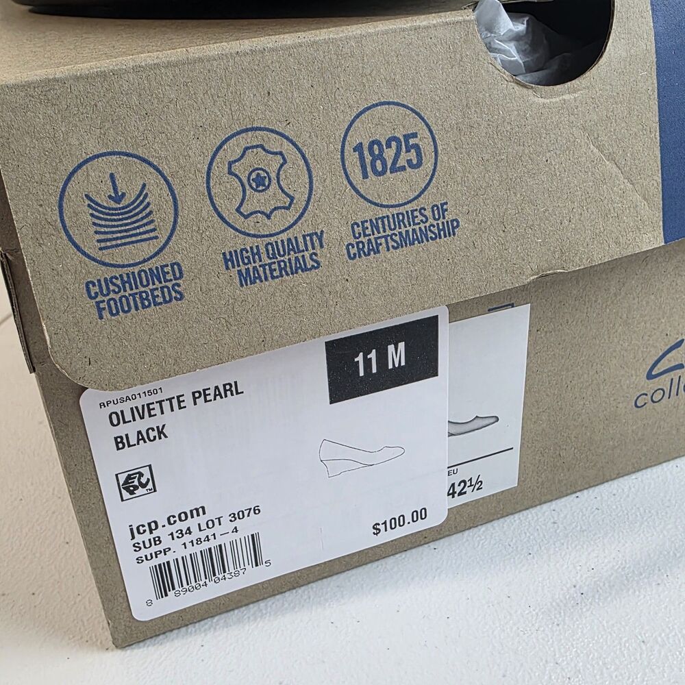 Clarks Originals Womens Olivette Pearl Black Leather 26180043 Size 11M New $100 - Picture 9 of 10